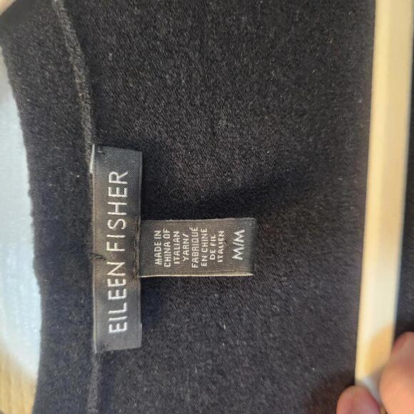Eileen Fisher Women's Knitted Wool Blend Long Black Cardigan w/ Pockets-Size Med - Picture 2 of 7